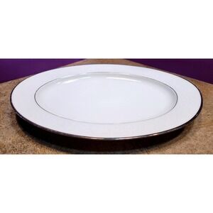 Noritake Ivory China Marseille 7550 Oval Serving Platter 13 Inch Platinum Trim